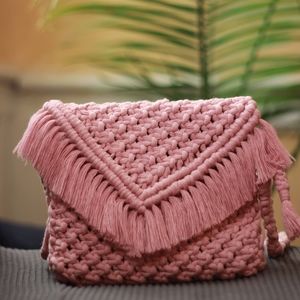 Handmade macrame clutch/bag - Dusty Pink